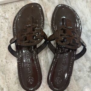 Tory Burch Brown Thong Sandals with Medallion